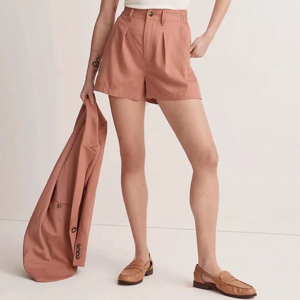Madewell High Rise Tailored Neale Shorts in Drapeweave, Dried Rose Sz 6 NWT